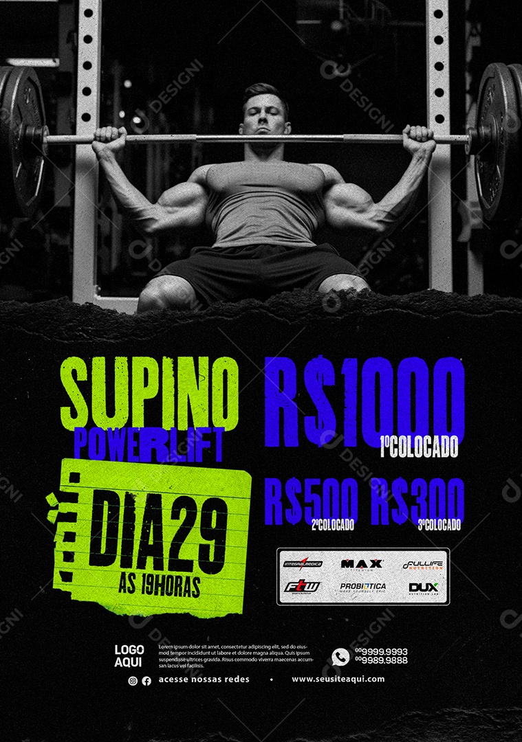 Academia Supino Powelift Dia 29 Social Media PSD Editável