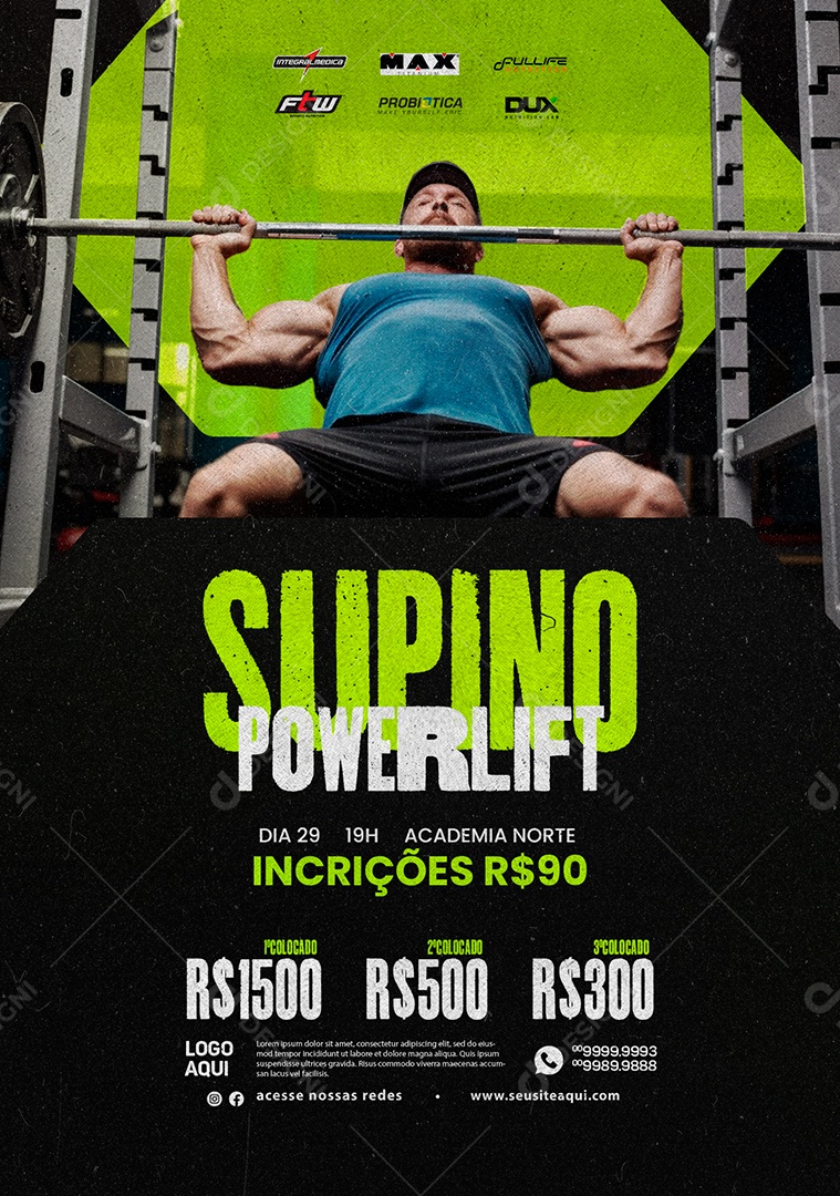 Academia Supino Powerlift Social Media PSD Editável