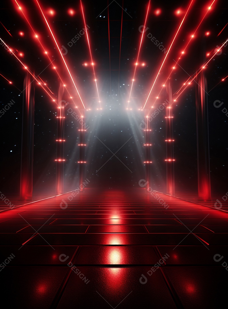 Plano de fundo com iluminação de holofotes vermelhos
