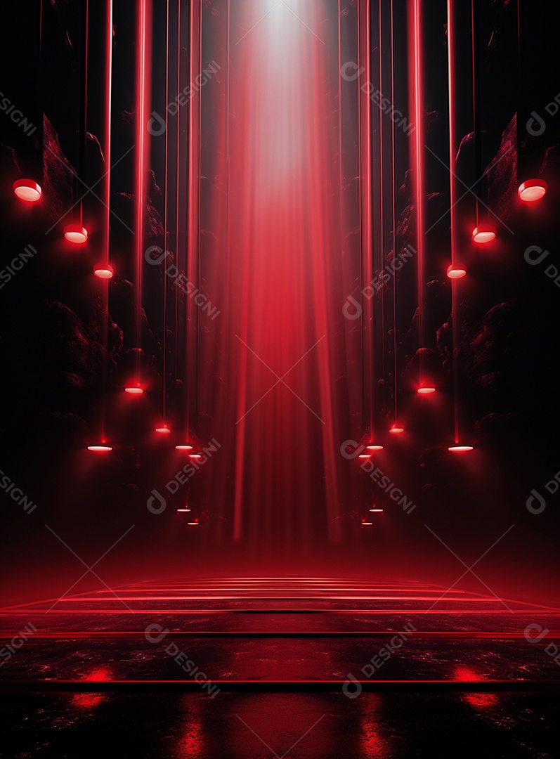 Plano de fundo com iluminação de holofotes vermelhos