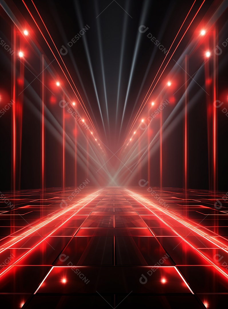 Plano de fundo com iluminação de holofotes vermelhos