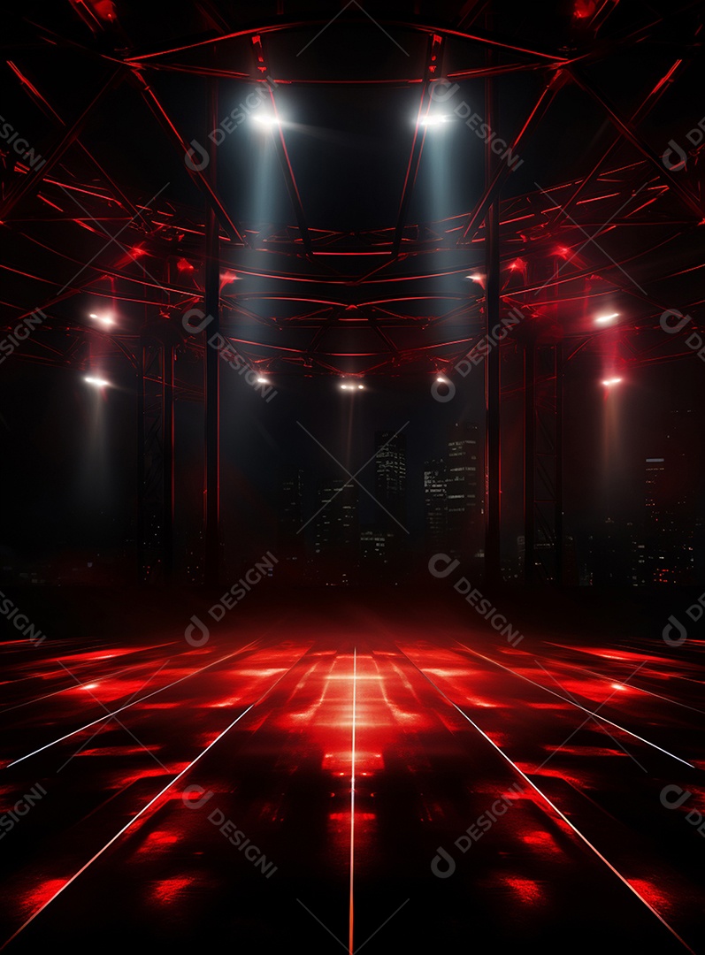 Plano de fundo com iluminação de holofotes vermelhos