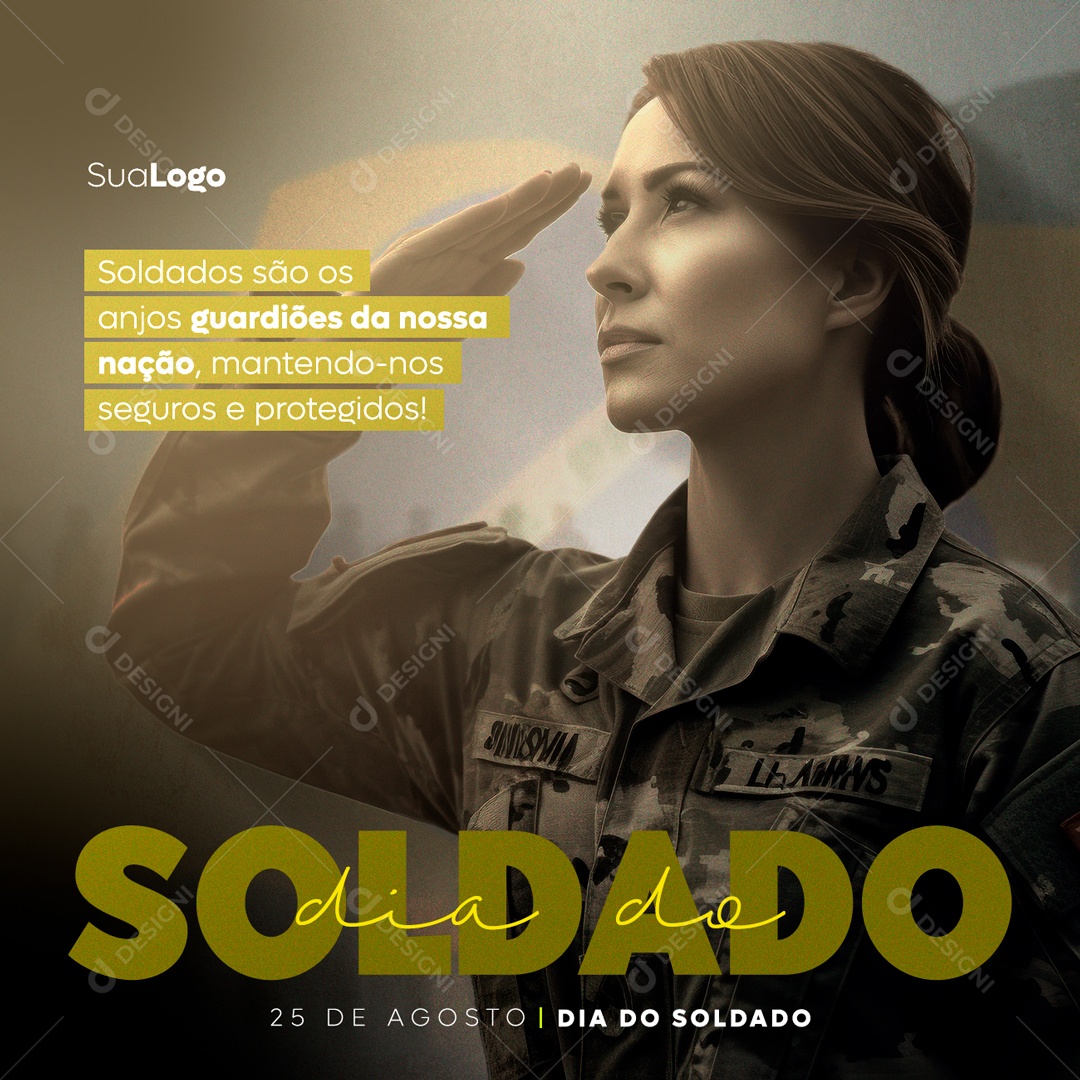 Social Media Dia Do Soldado Seguros e Protegidos PSD Editável
