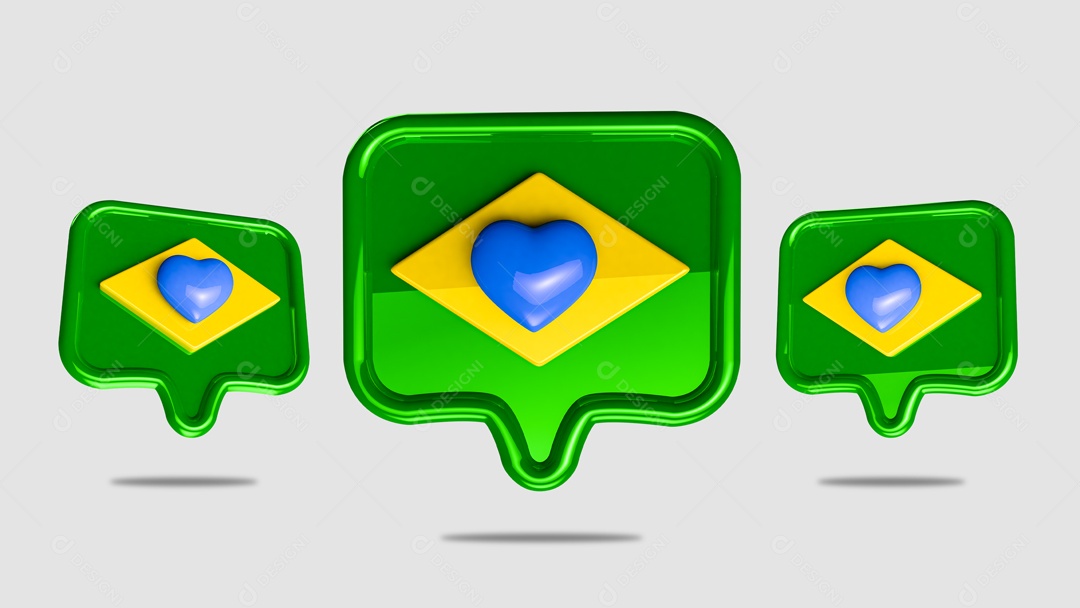 Elemento 3D Like Brasil Independência Do Brasil PSD Editável
