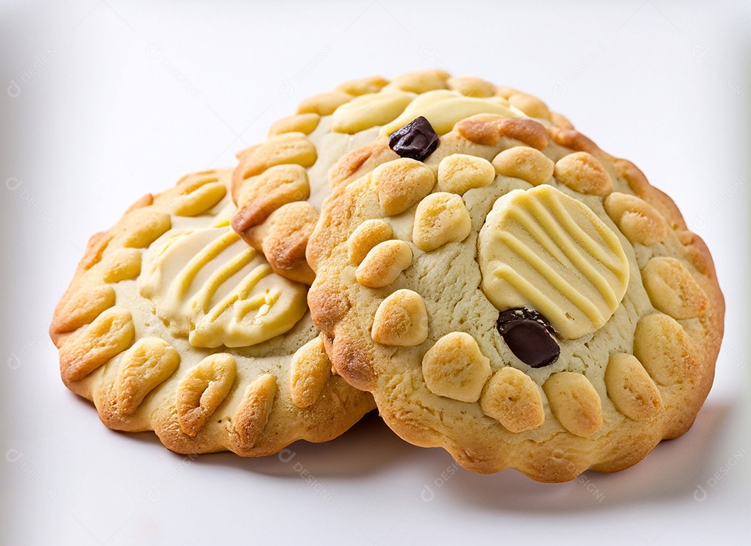 Biscoitos de manteiga em fundo branco