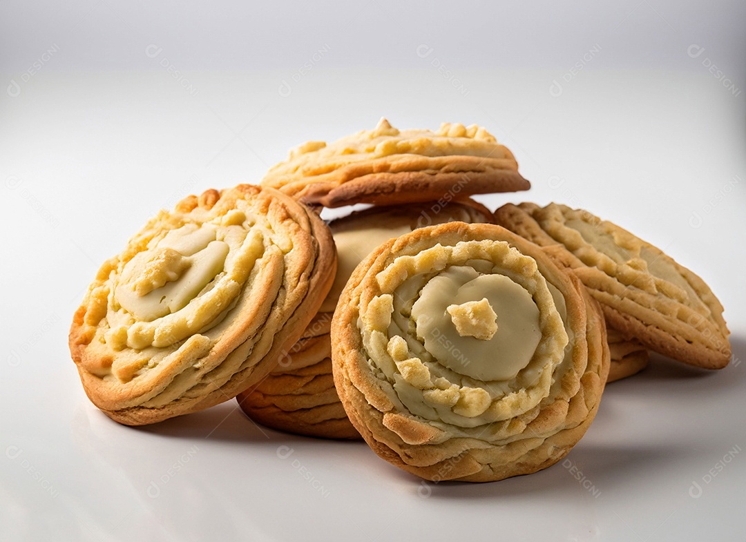 Biscoitos de manteiga em fundo branco