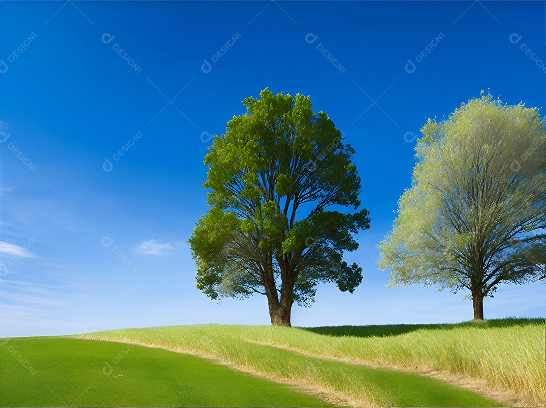 Árvores de campo padrão e céu azul
