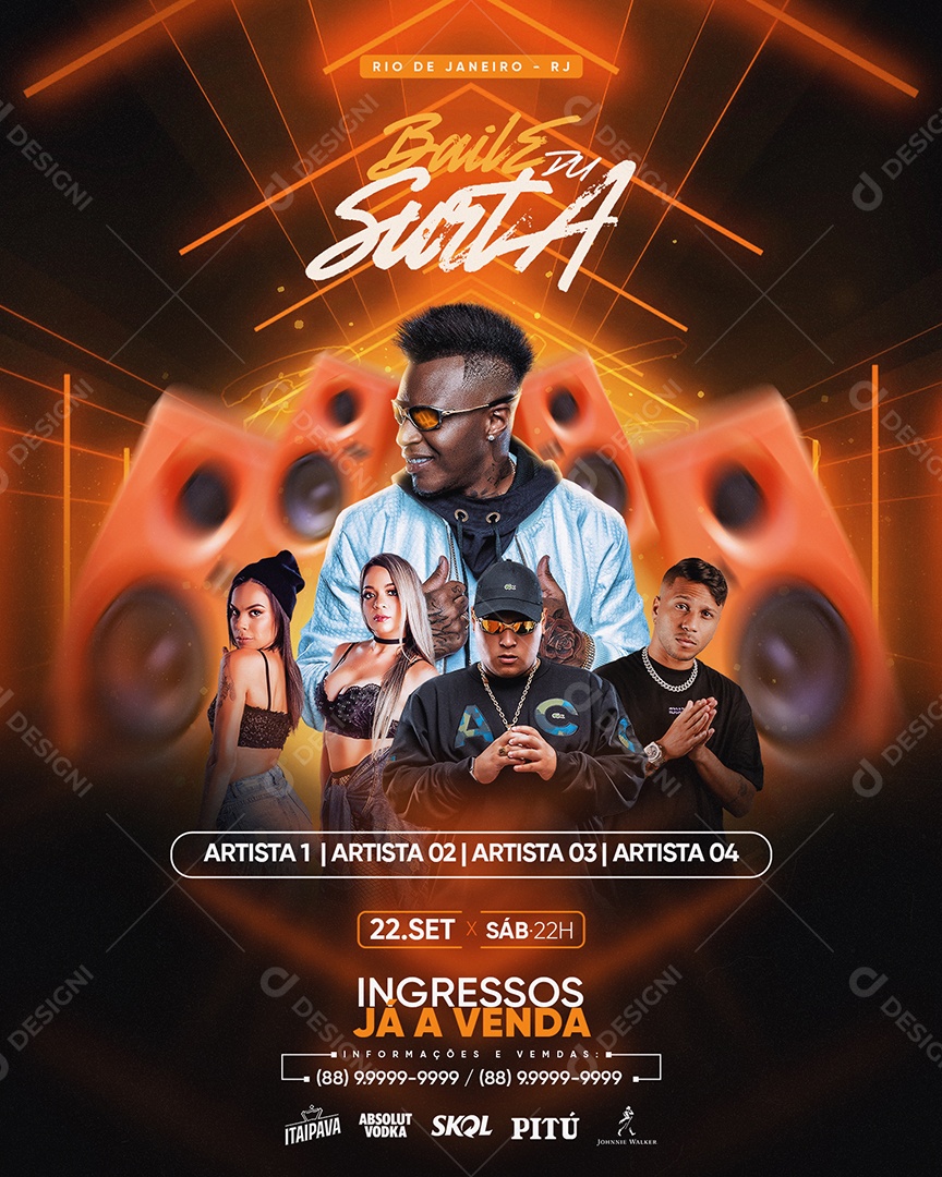 Social Media Flyer Feed Baile Du Surta PSD Editável