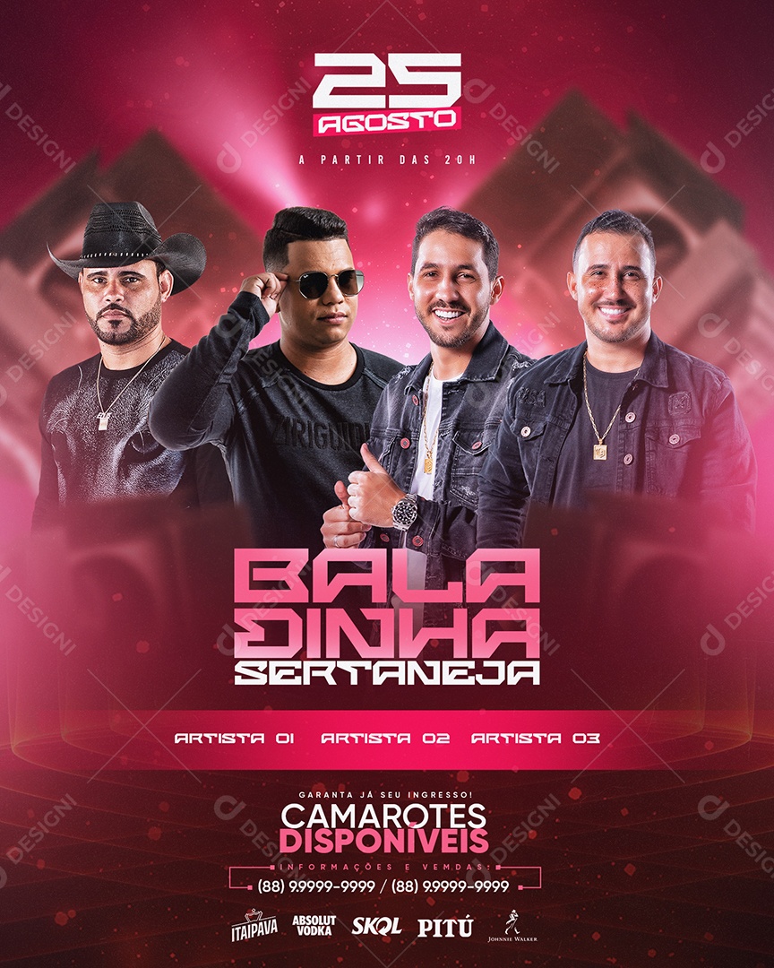 Flyer Feed Baladinha Sertaneja Social Media PSD Editável