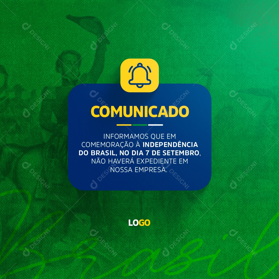 Social Media Comunicado Feriado 7 De Setembro PSD Editável