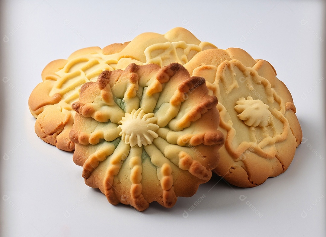 Biscoitos De Manteiga Em Fundo Branco