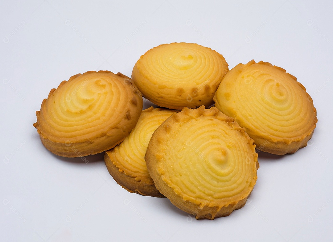 Biscoitos De Manteiga Em Fundo Branco