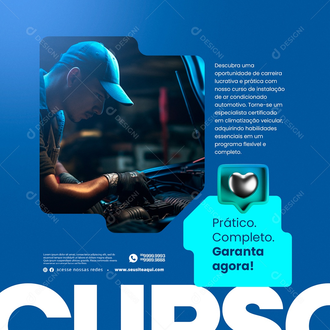 Curso Ar Condicionado Prático Completo Garanta Agora Social Media PSD Editável