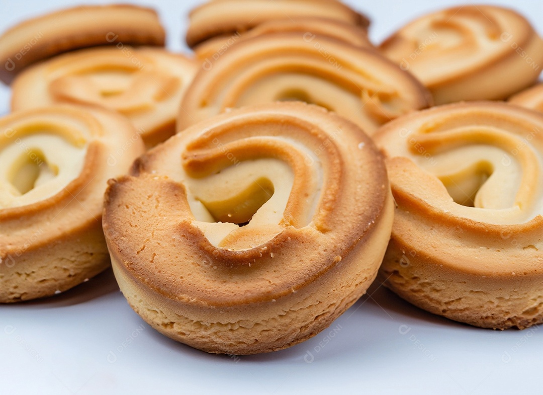 Biscoitos De Manteiga Em Fundo Branco