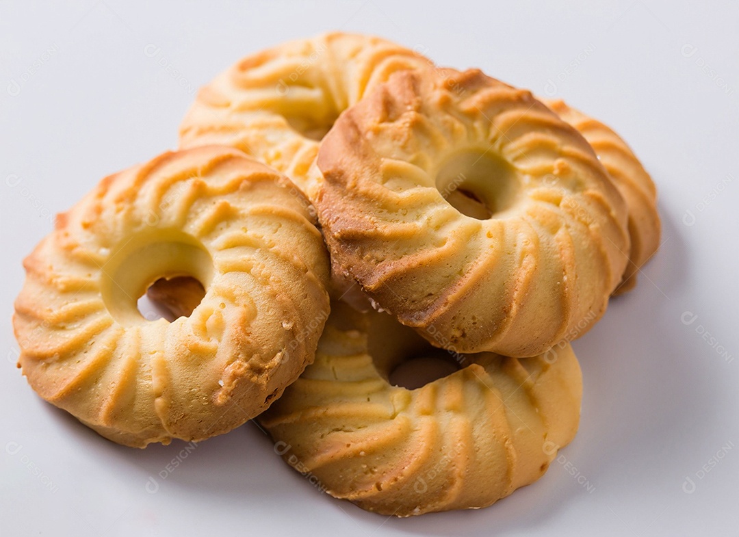 Biscoitos De Manteiga Em Fundo Branco
