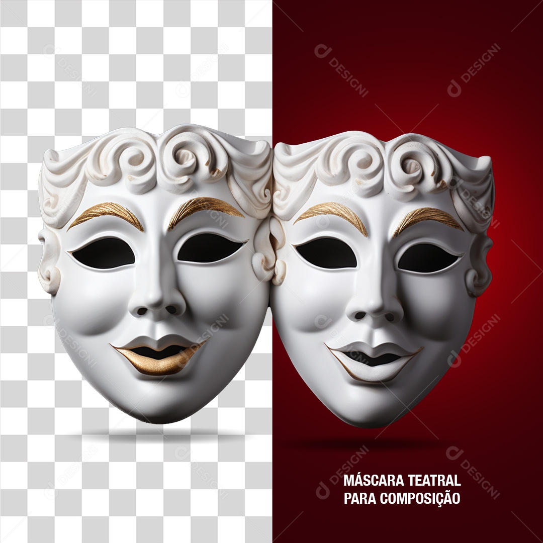Elemento 3D Máscara Teatral Para Composição PSD