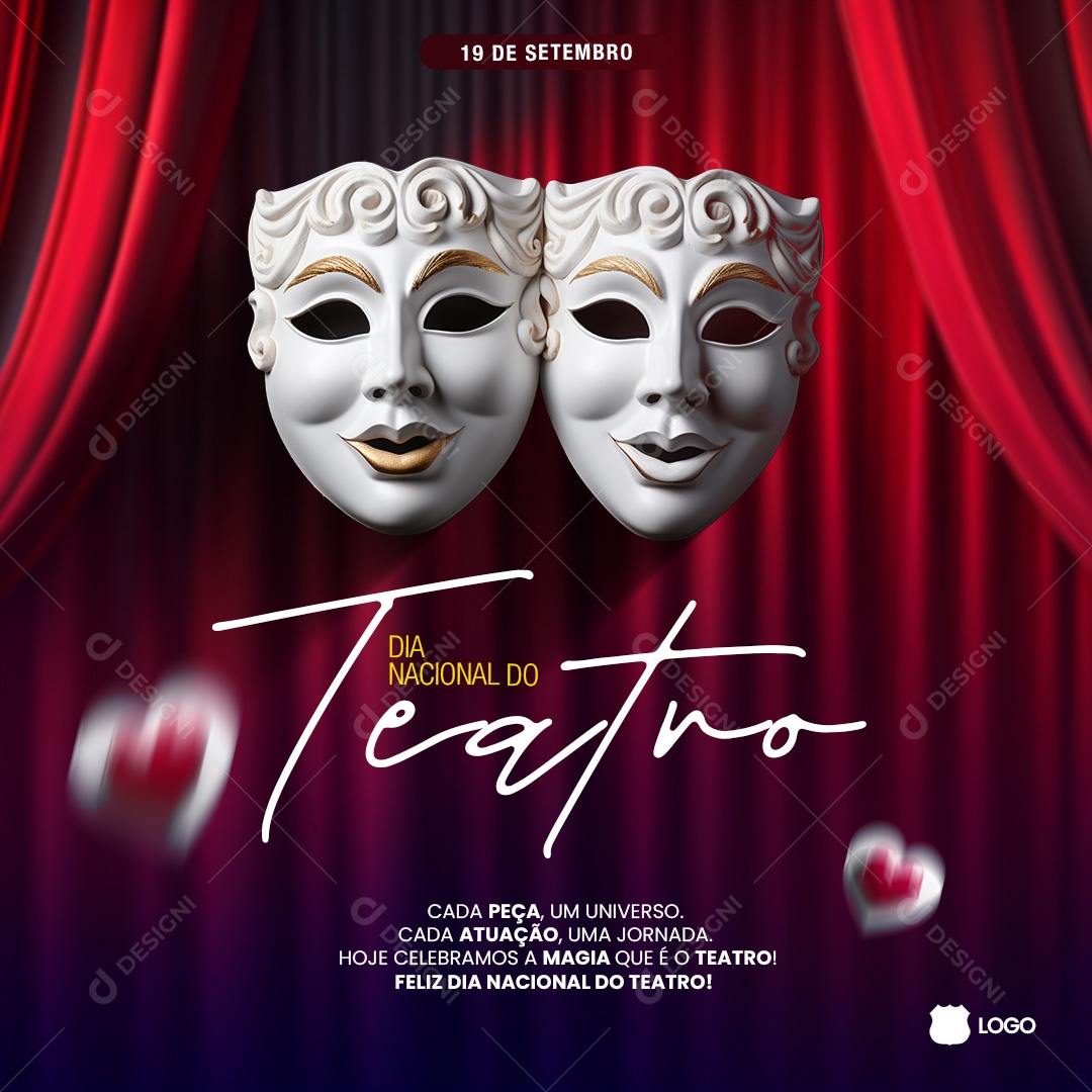 Social Media Feed Dia Nacional Do Teatro Cada Peça PSD Editável