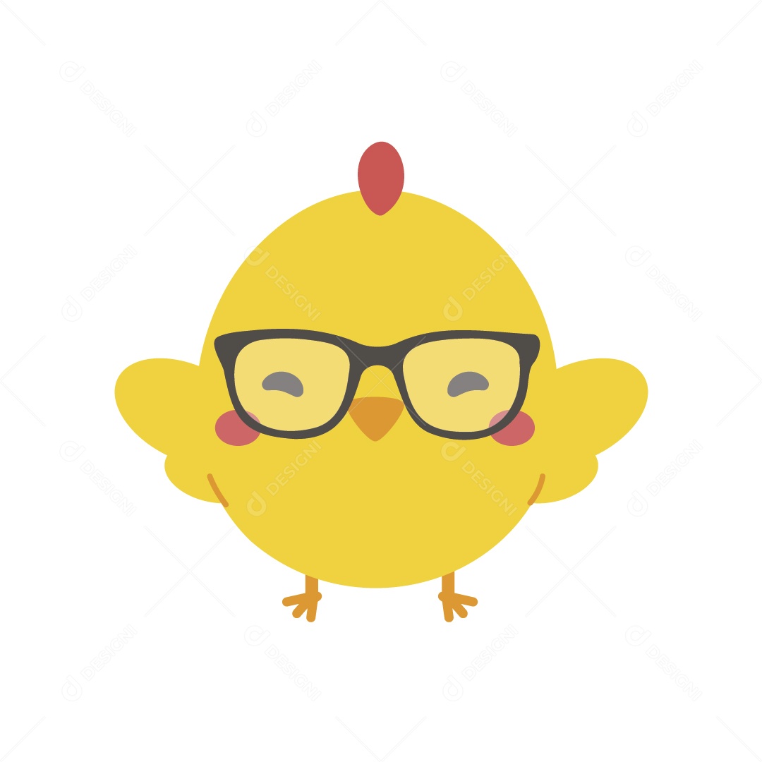 Pintinho Amarelo com Óculos Ilustração Vetor EPS