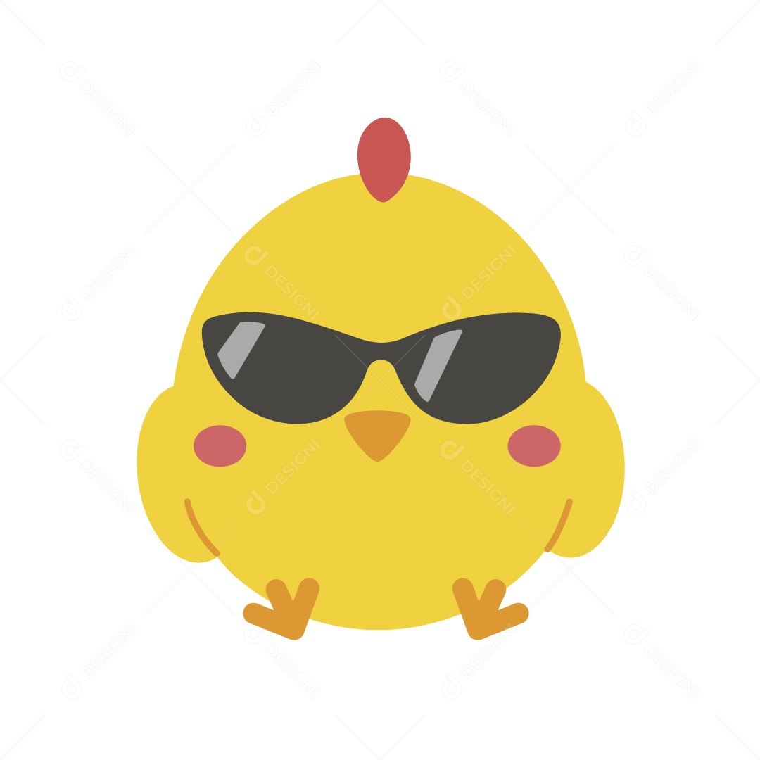 Pintinho Amarelo com Óculos Ilustração Vetor EPS