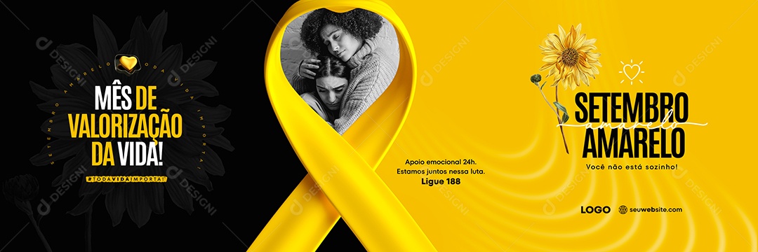 Banner Mês De Prevenção Da Vida Setembro Amarelo Social Media PSD Editável