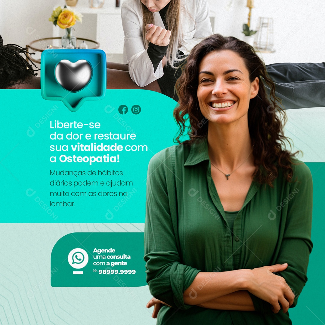 Osteopatia Liberte-Se da Dor e Restaure Social Media PSD Editável