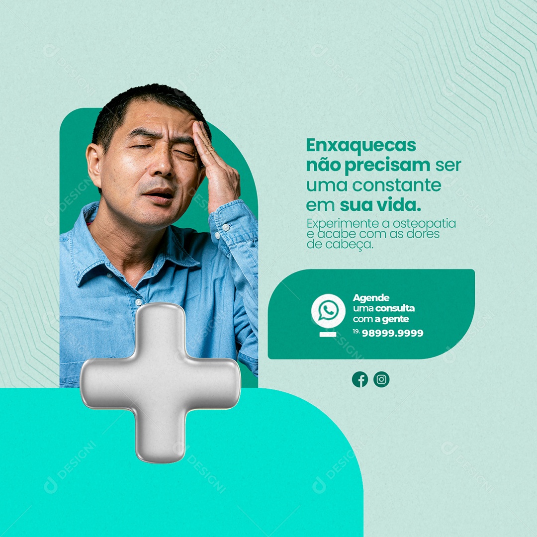 Osteopatia Enxaquecas não Precisam ser uma Constante em Sua Vida Social Media PSD Editável