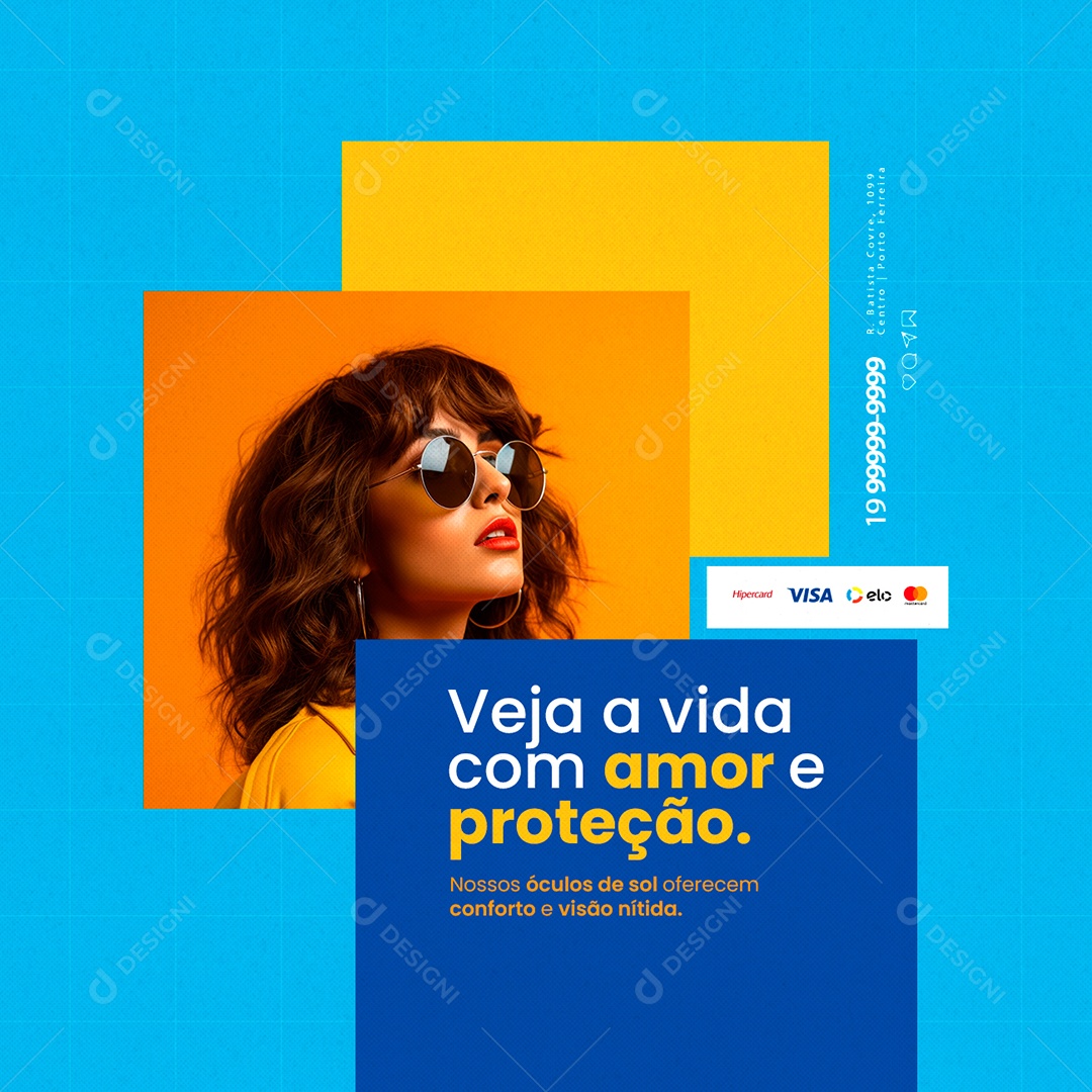 Ótica Veja a Vida com Amor e Proteção Social Media PSD Editável