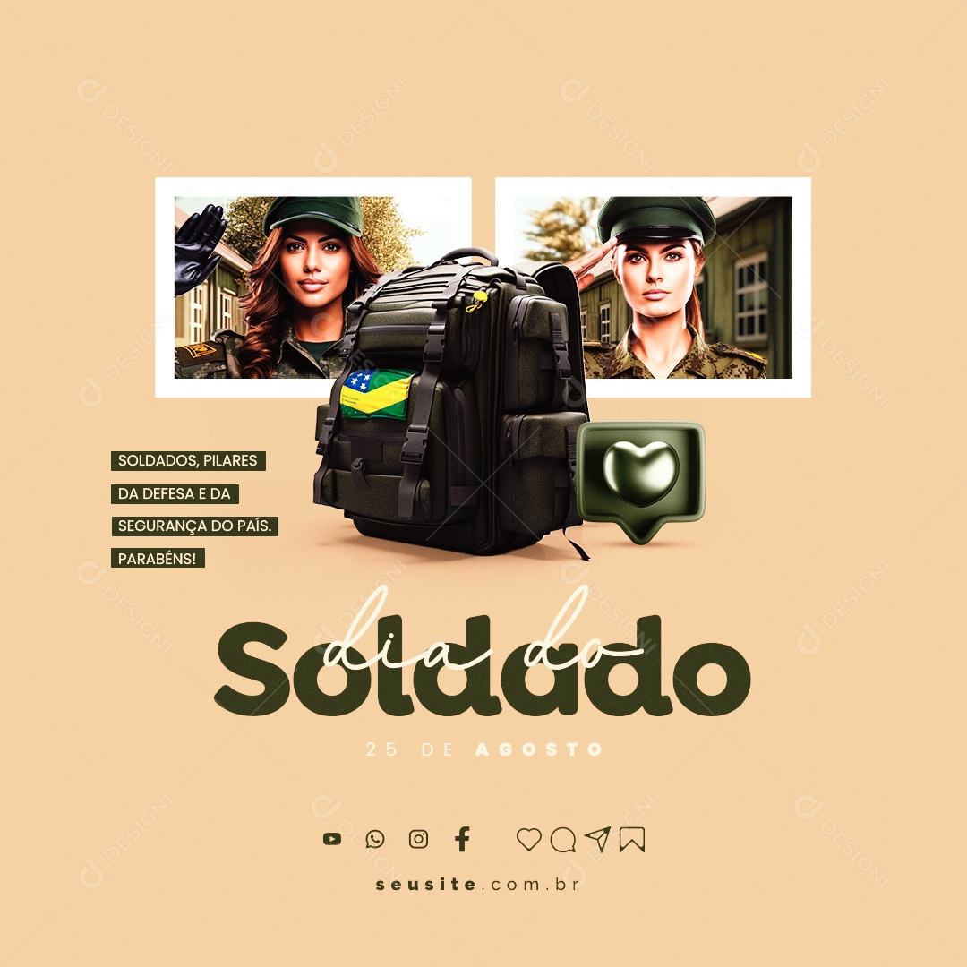 Dia do Soldado Pilares da Defesa e da Segurança do País Parabéns Social Media PSD Editável