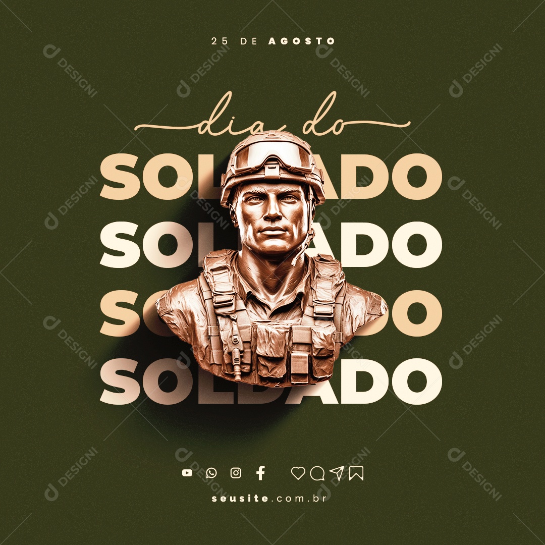 Dia do Soldado 25 de Agosto Social Media PSD Editável