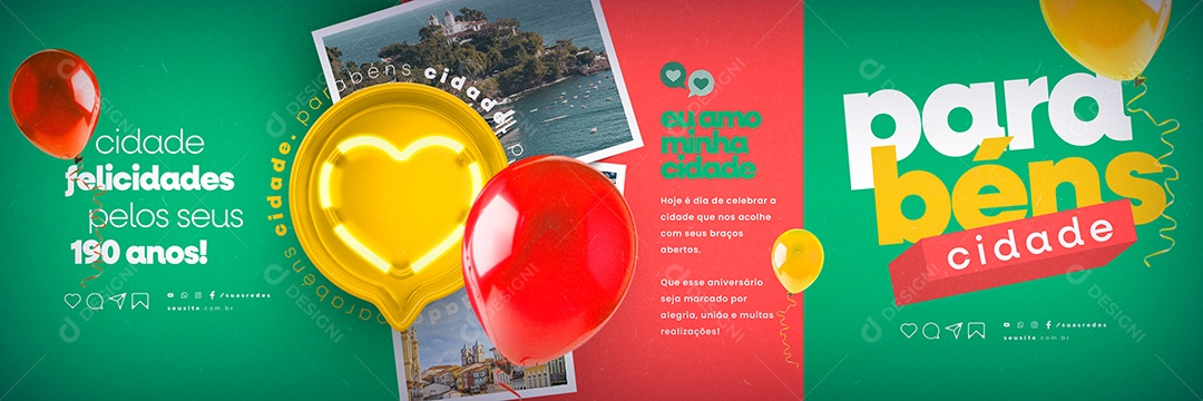 Carrossel Cidade Felicidades Pelos Seus 190 Anos Social Media PSD Editável