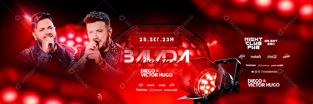 Carrossel Flyer Balada Universitária Diego & Vitor Hugo Social Media PSD Editável