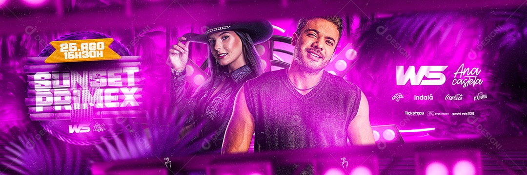 Carrossel Flyer Sunset Primex Wesley Safadão Ana Castela Social Media PSD Editável