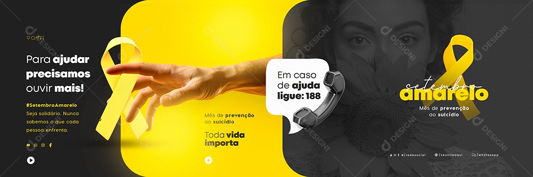 Carrossel Setembro Amarelo Para Ajudar Precisamos Ouvir Mais Social Media PSD Editável