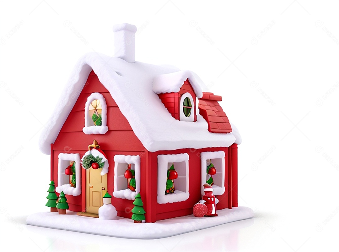 Ilustração casa decorada para natal
