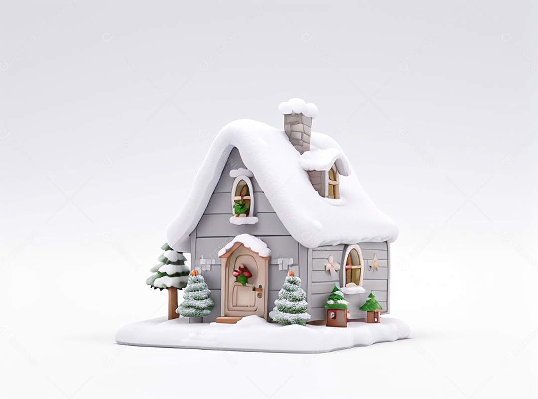 Ilustração casa decorada para natal