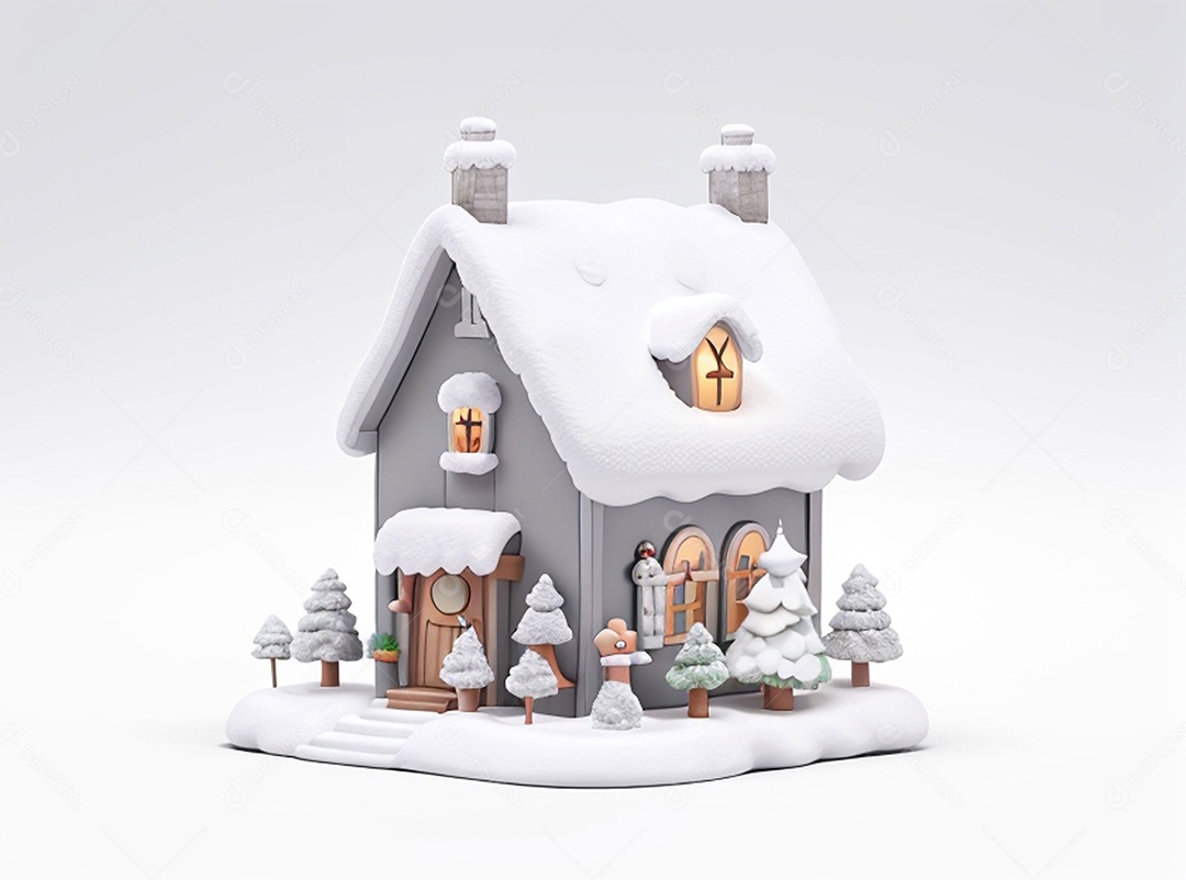 Ilustração casa decorada para natal