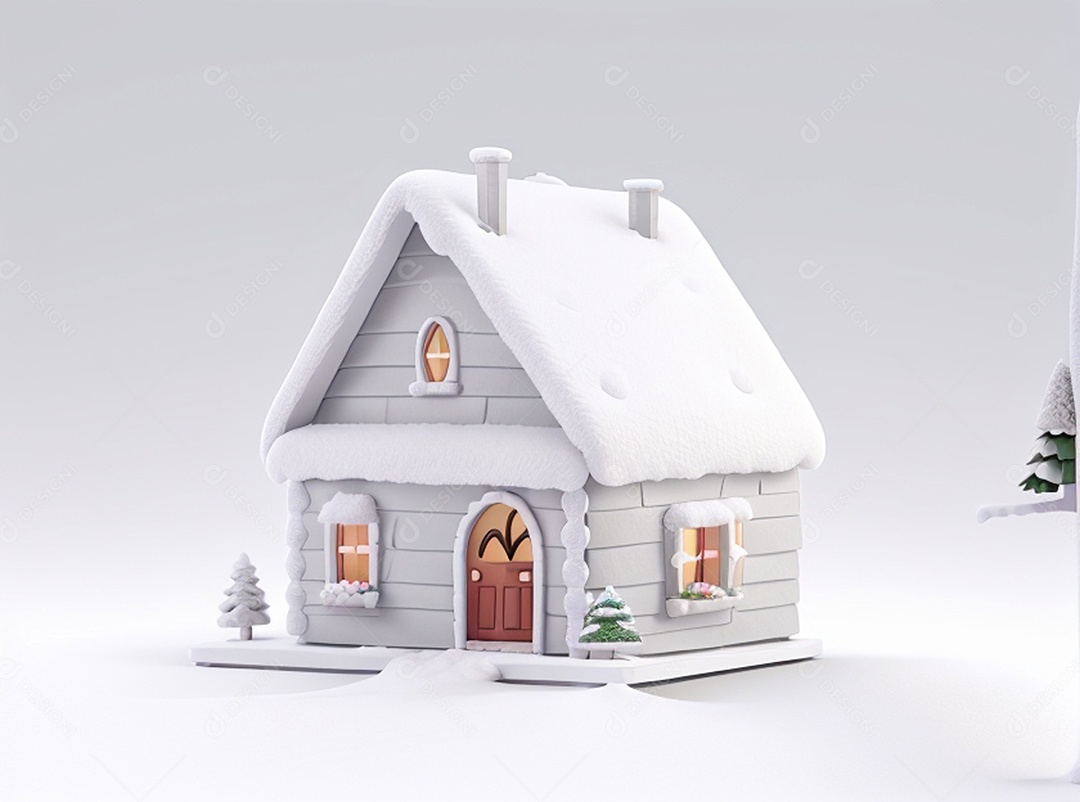 Ilustração casa decorada para natal