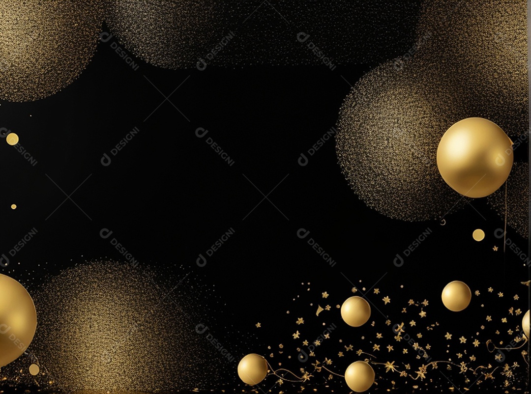 Fundo escuro com decorações douradas de natal