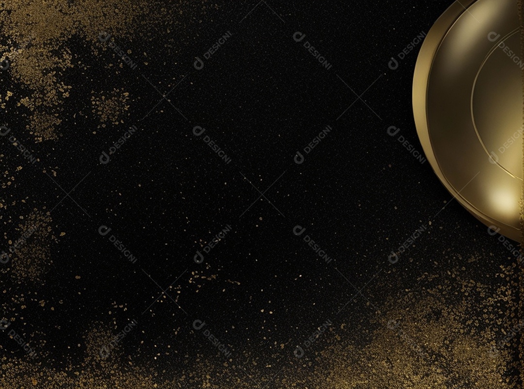 Fundo escuro com decorações douradas de natal