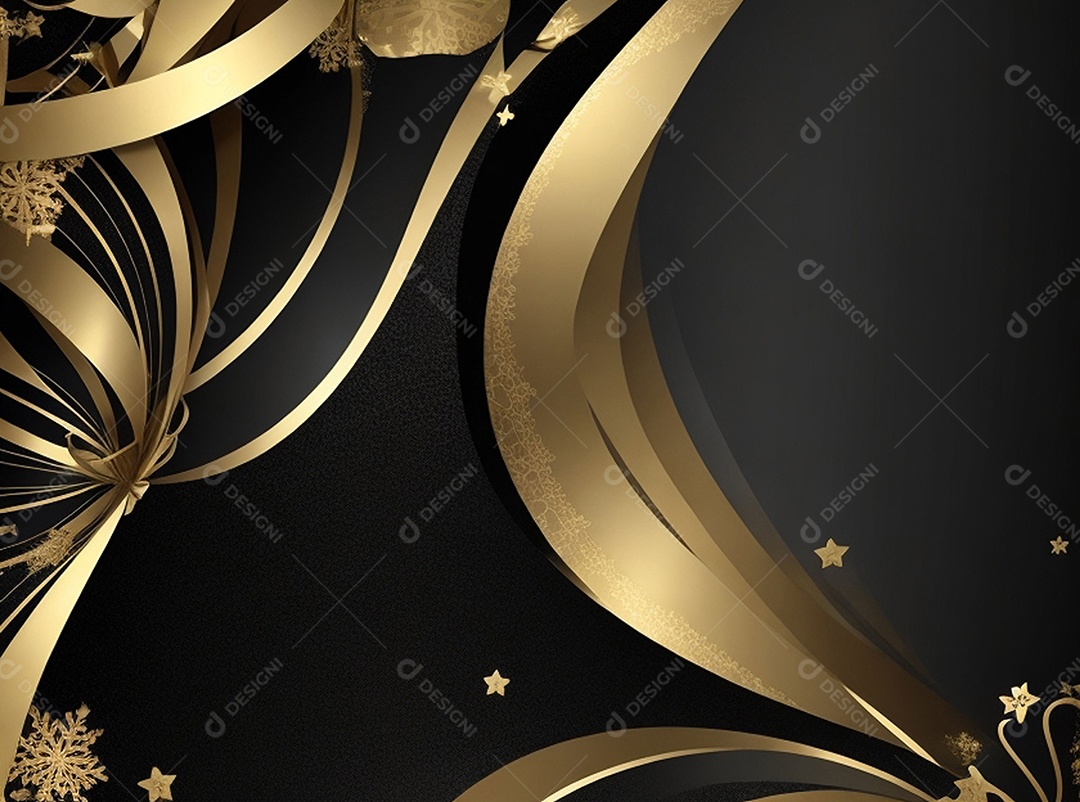 Fundo escuro com decorações douradas de natal