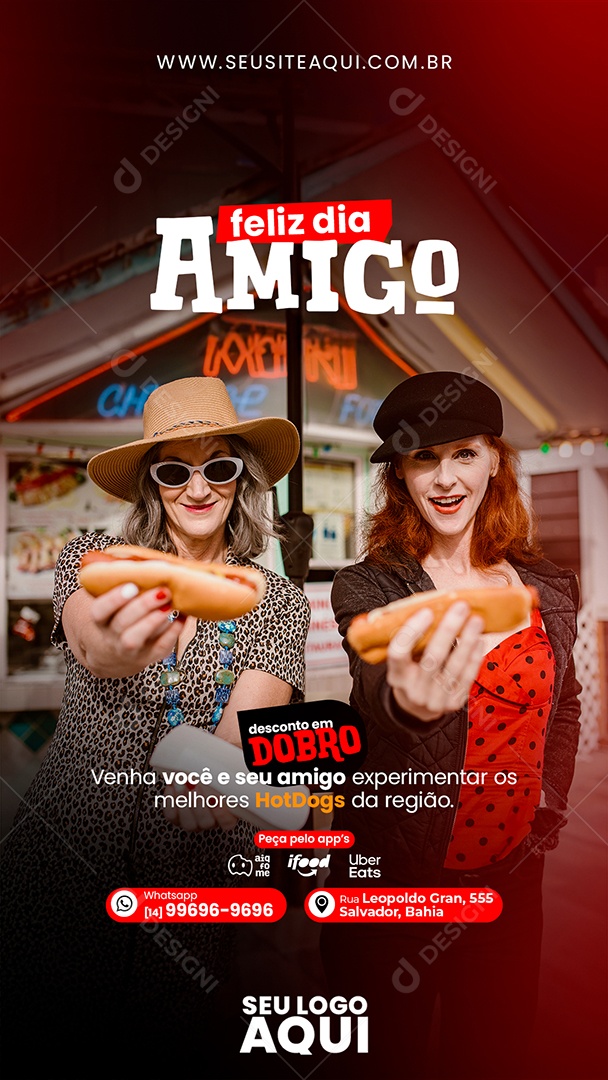 Social Media Story Happy Friends Day Hot Dog Editable PSD