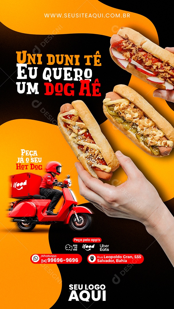 Social Media Story Uni Duni Tê Um Dog Aê PSD Editável