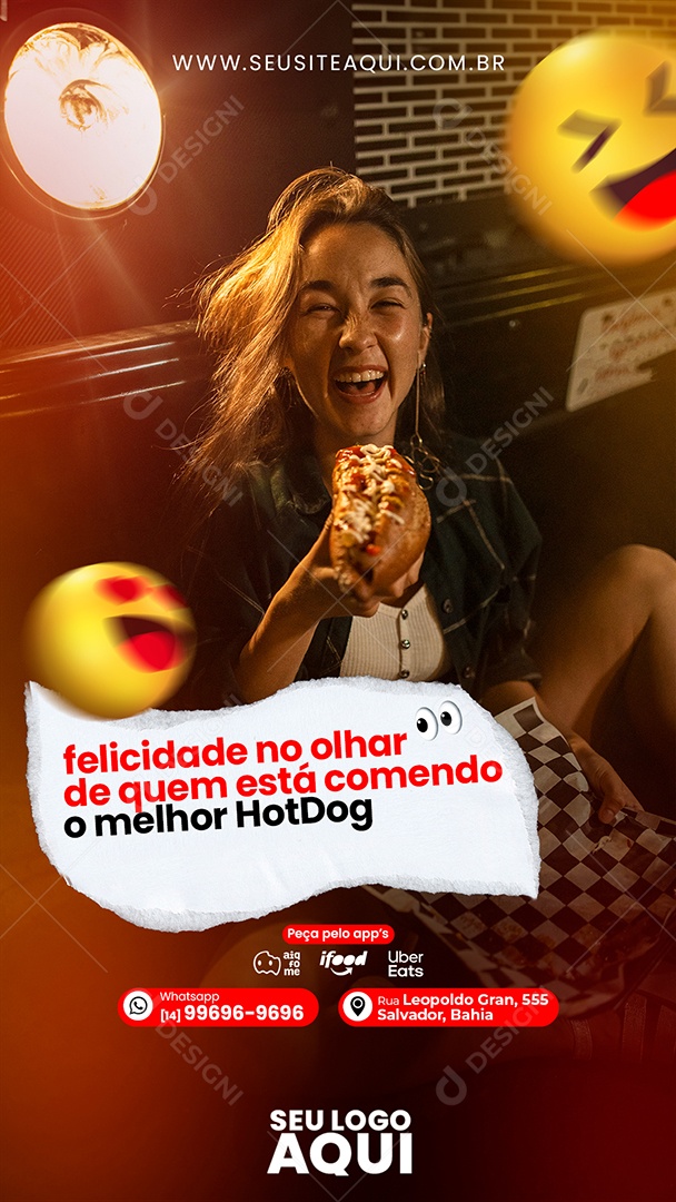 Story Felicidade No Olhar O Melhot Hot Dog Social Media PSD Editável