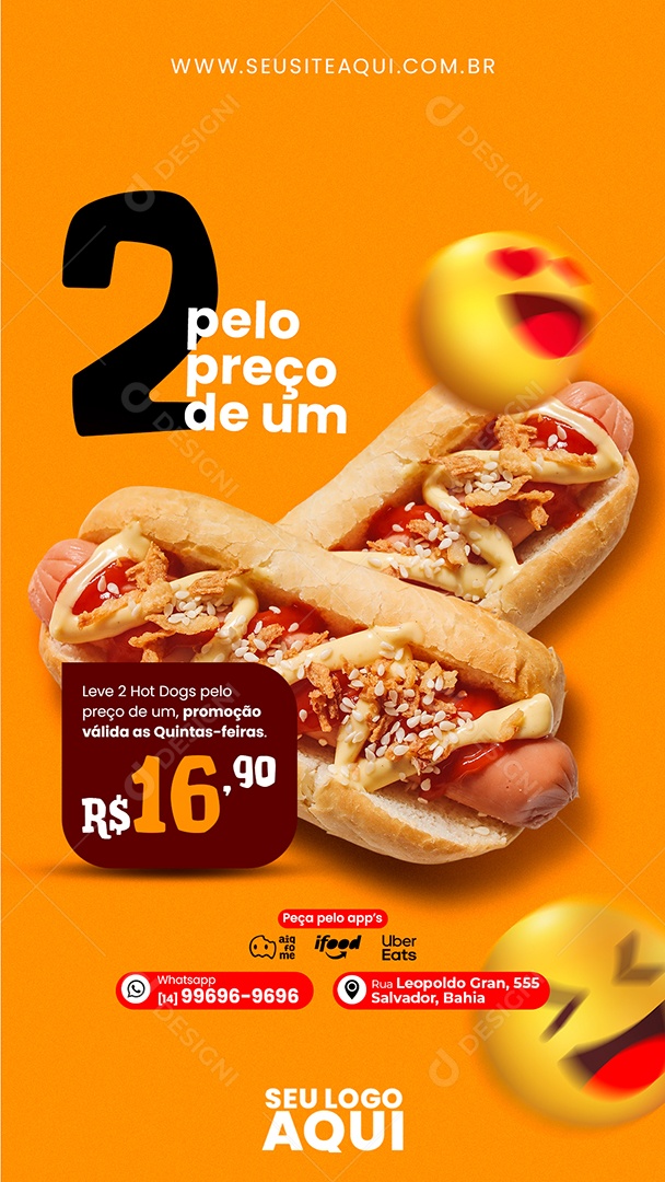 Social Media Story 2 Pelo Preço De Um Hot Dog PSD Editável