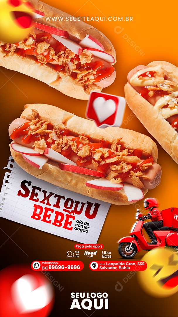 Social Media Story Sextou Bebê Dia De Comer Dogão PSD Editável