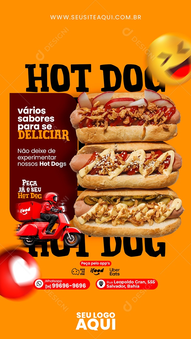 Story Hot Dog Vários Sabores Social Media PSD Editável