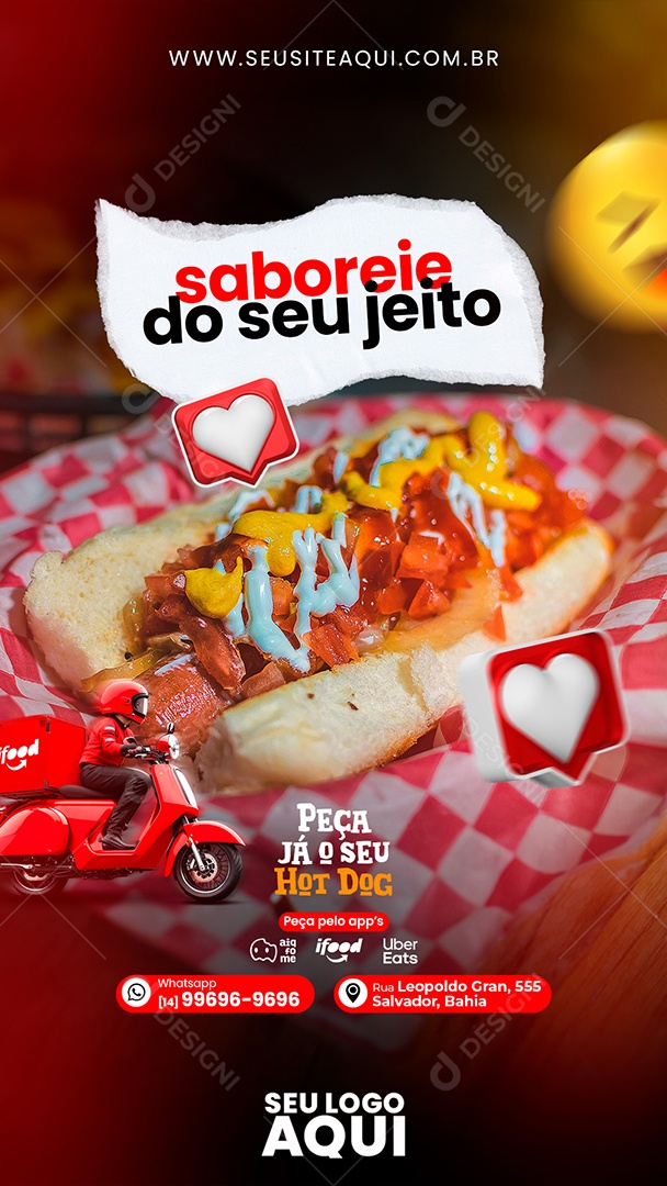 Story Saboreie Do Seu Jeito Hot Dog Social Media PSD Editável