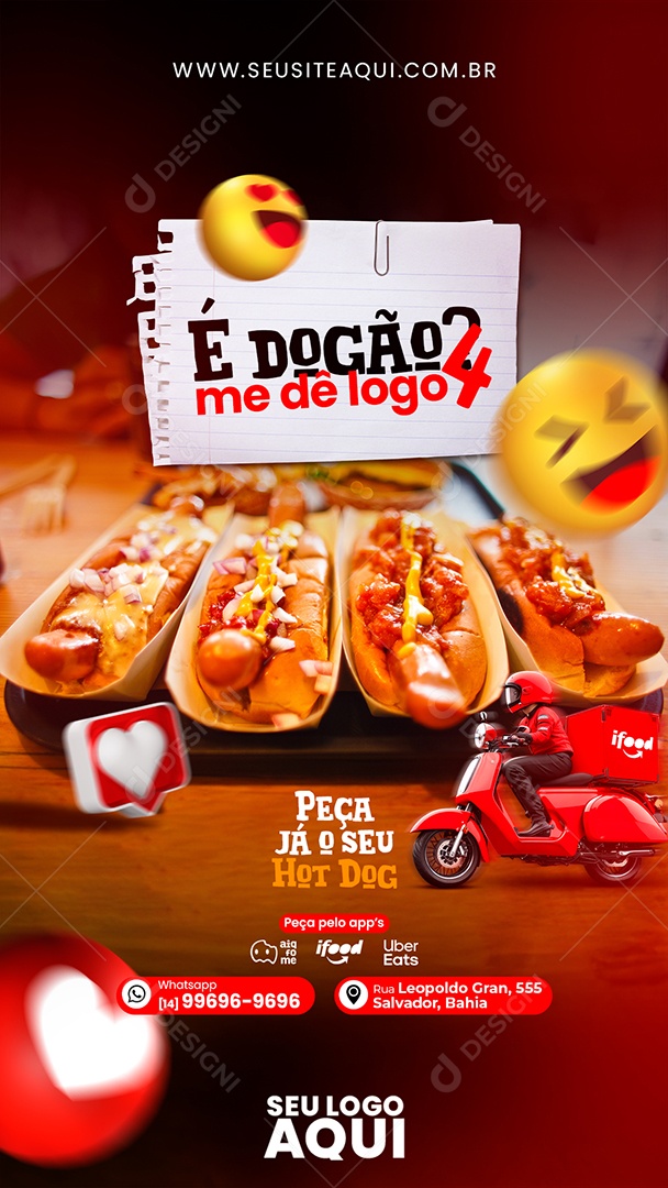 Social Media Story é Dogão Me De Logo PSD Editável