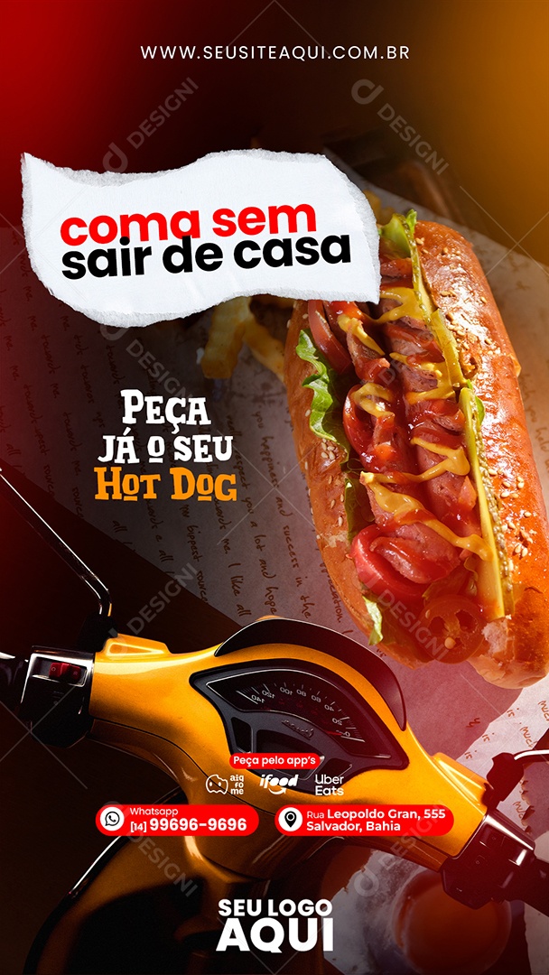 Social Media Story Coma Sem Sair De Casa Delivery PSD Editável