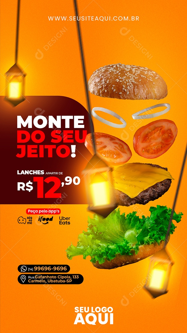 Story Hamburgueria Monte Do Seu Jeito Social Media PSD EditávelS